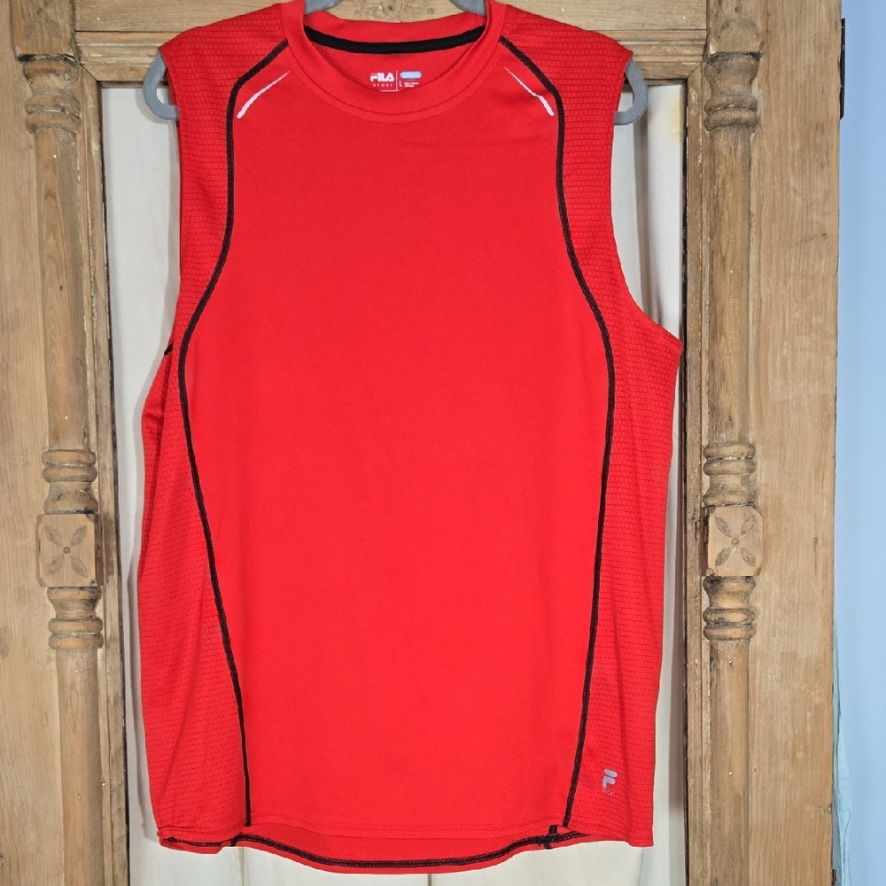 Fila Vibrant Red Sleeveless Fitted Running Top Size Large